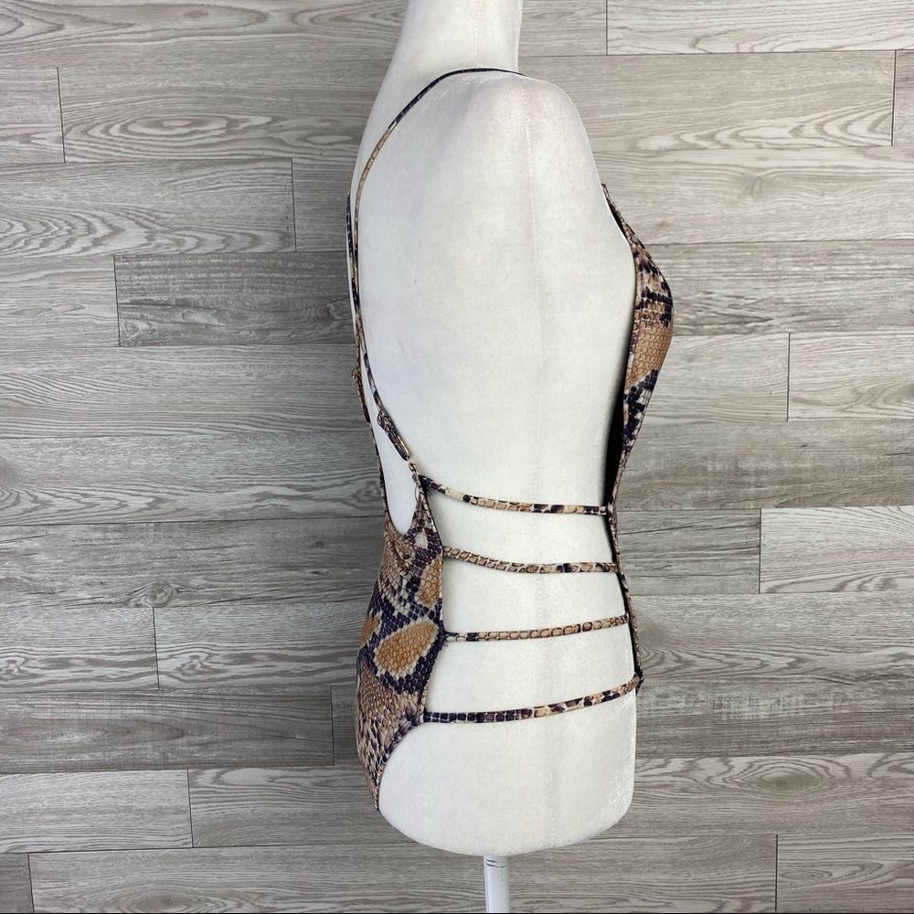 Snake Print Deep V Open Side/Back Bathing Suit - image 5